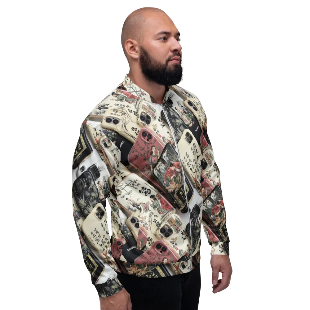 Ink And Ivory Carousel on Bomber Jacket — Right