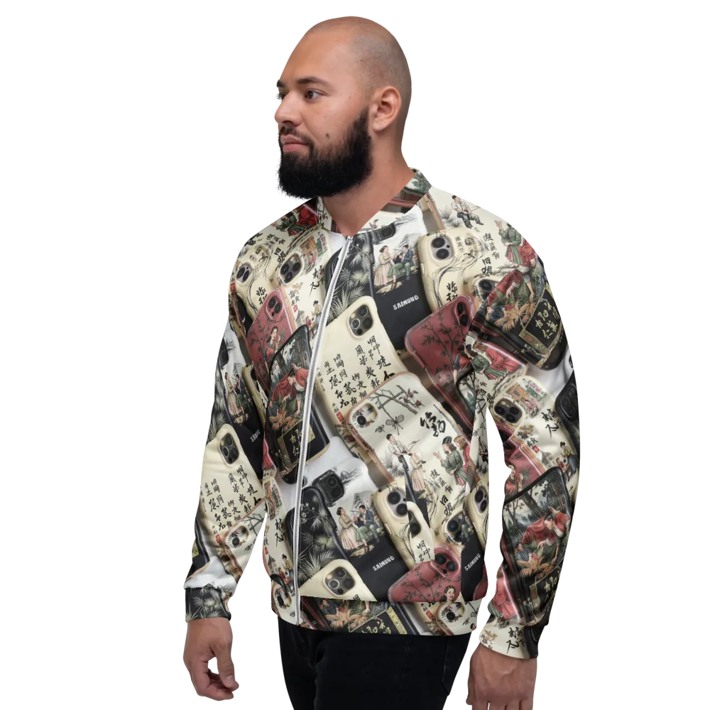 Ink And Ivory Carousel on Bomber Jacket — Left