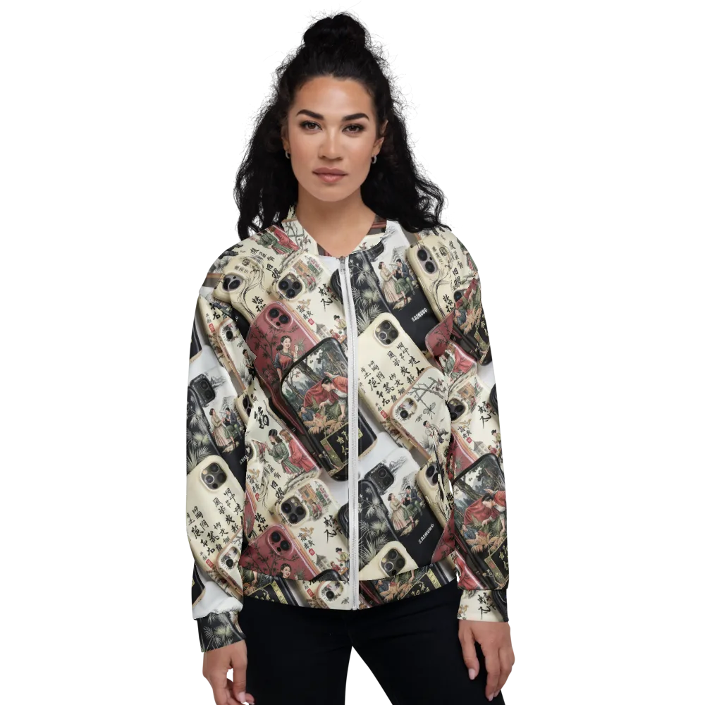 Ink And Ivory Carousel on Bomber Jacket — Front