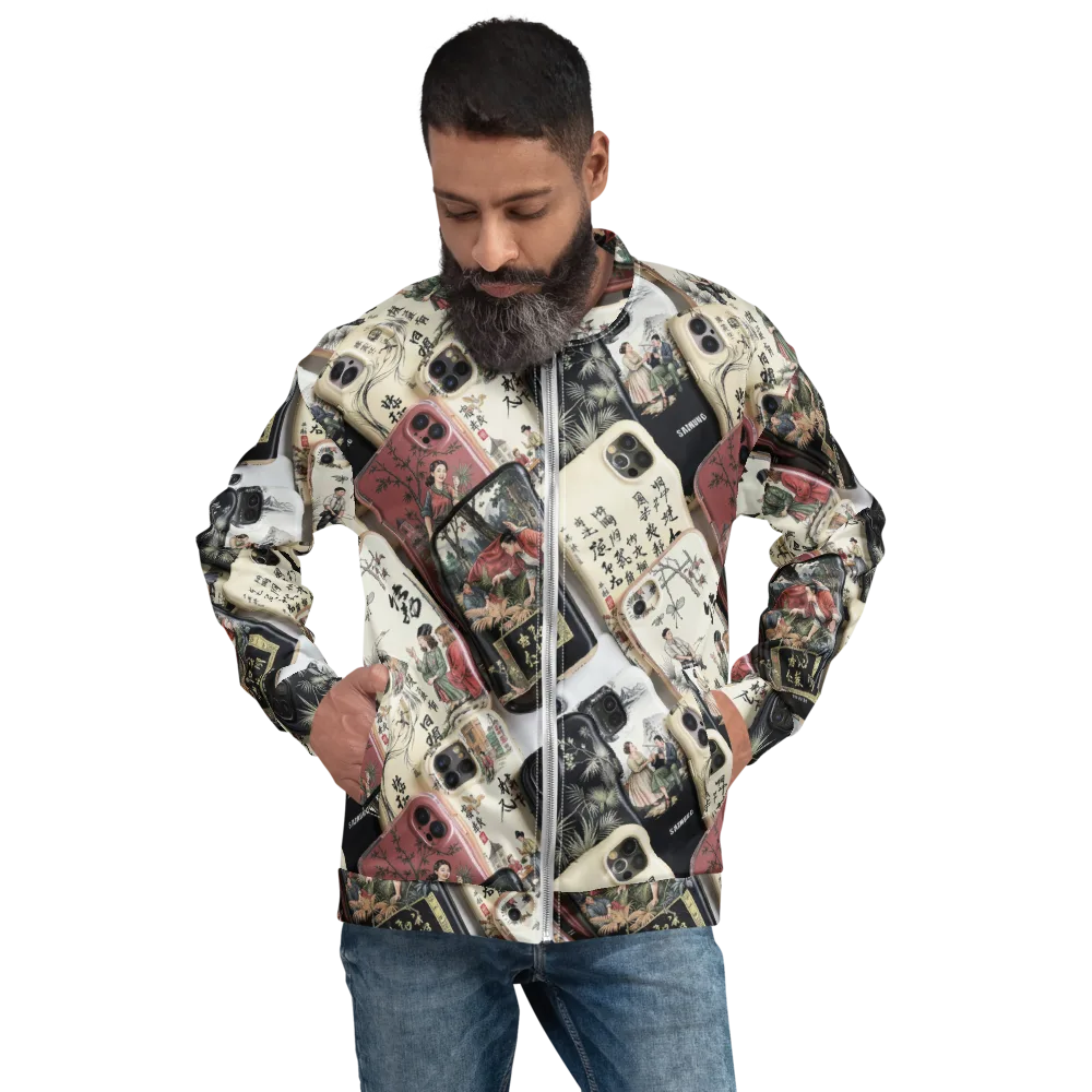 Ink And Ivory Carousel on Bomber Jacket — Front