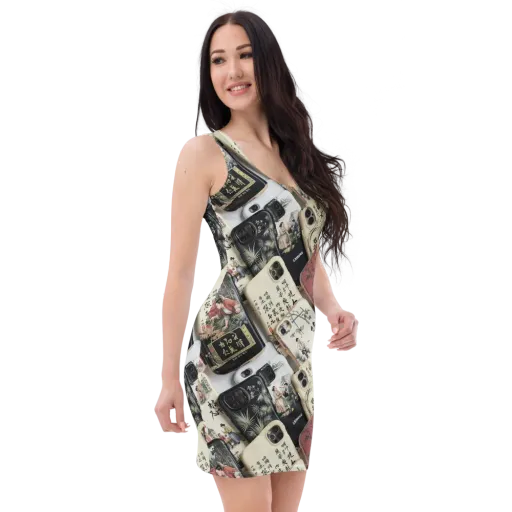 Ink And Ivory Carousel on a Bodycon Dress