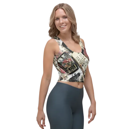 Ink And Ivory Carousel on a Crop Top