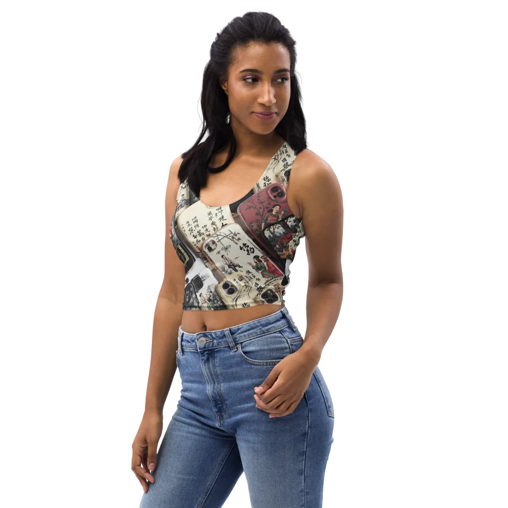 Ink And Ivory Carousel on Crop Top — Left Front