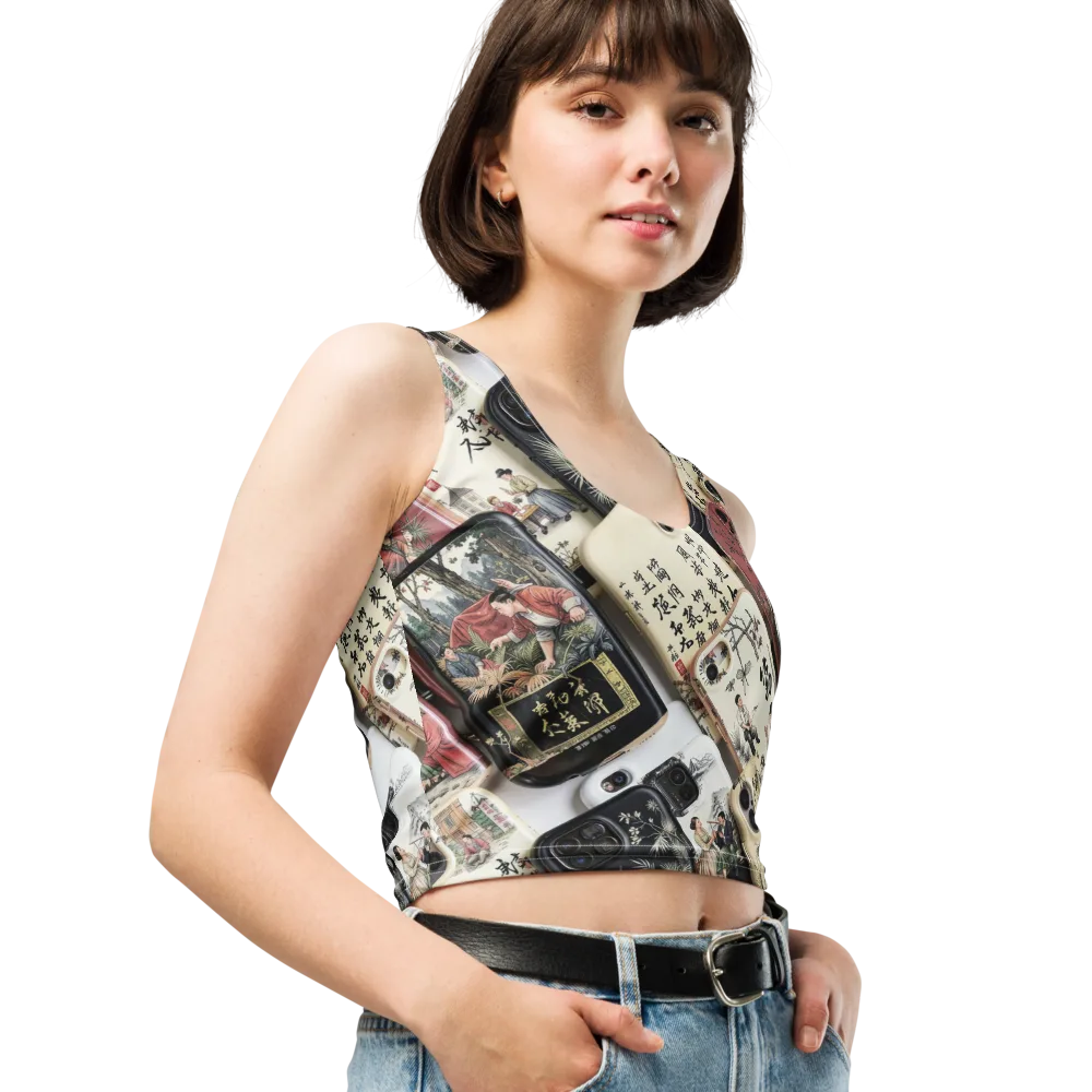 Ink And Ivory Carousel on Crop Top — Right Front