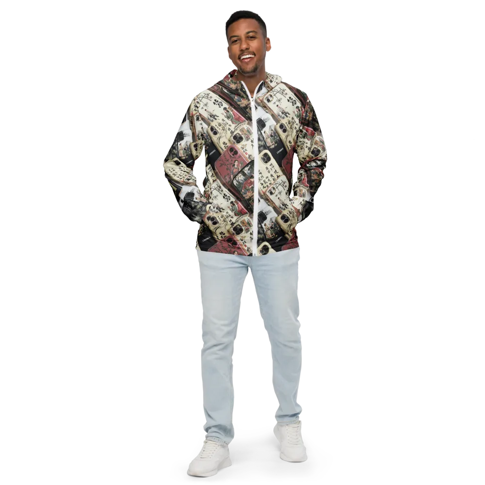 Ink And Ivory Carousel on Men's Windbreaker — Front