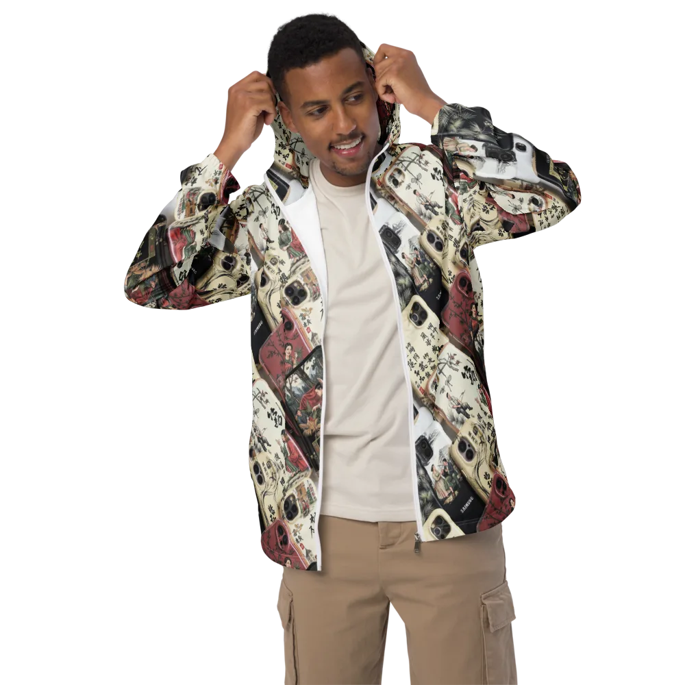 Ink And Ivory Carousel on Men's Windbreaker — Front