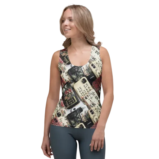 Ink And Ivory Carousel on a Women's Tank Top