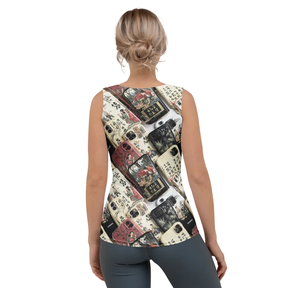 Ink And Ivory Carousel on Women's Tank Top — Back