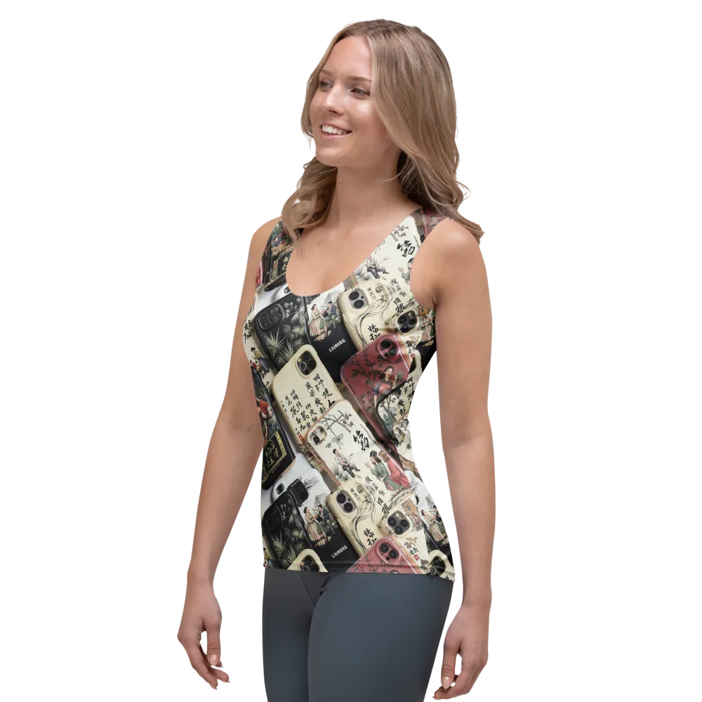 Ink And Ivory Carousel on Women's Tank Top — Left Front