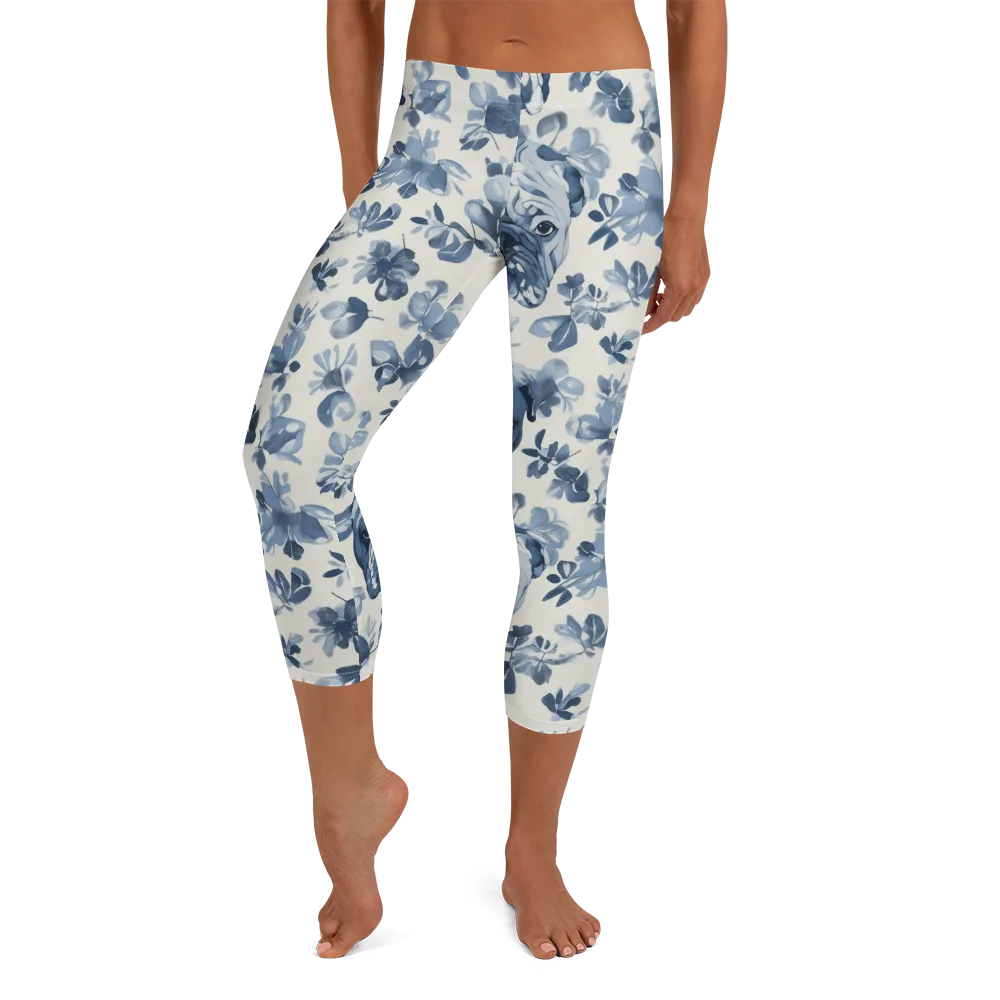 Blue Ribbon Bulldogs on Capri Leggings — Front