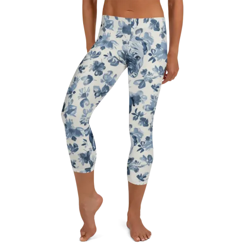 Blue Ribbon Bulldogs on a Capri Leggings