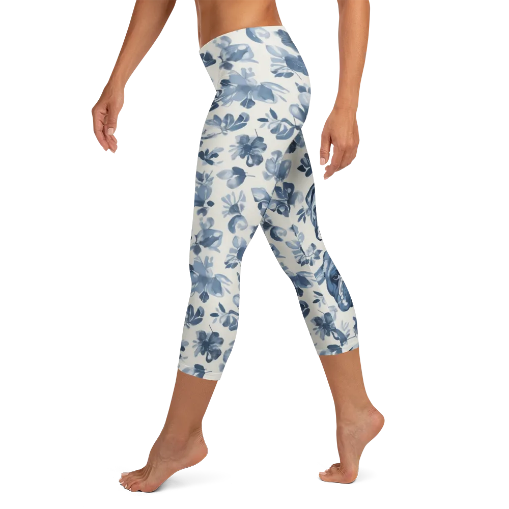 Blue Ribbon Bulldogs on Capri Leggings — Left