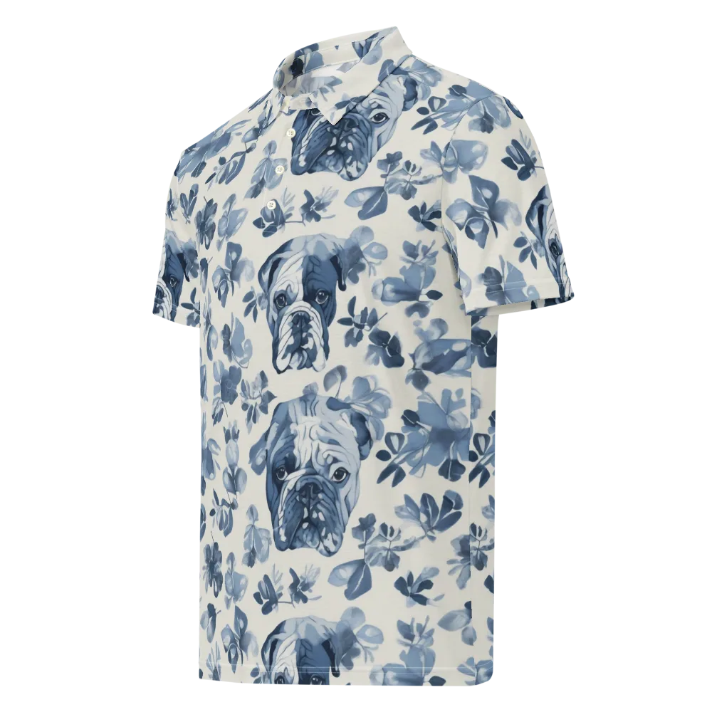Blue Ribbon Bulldogs on Men's Slim Fit Polo Shirt — Left Front