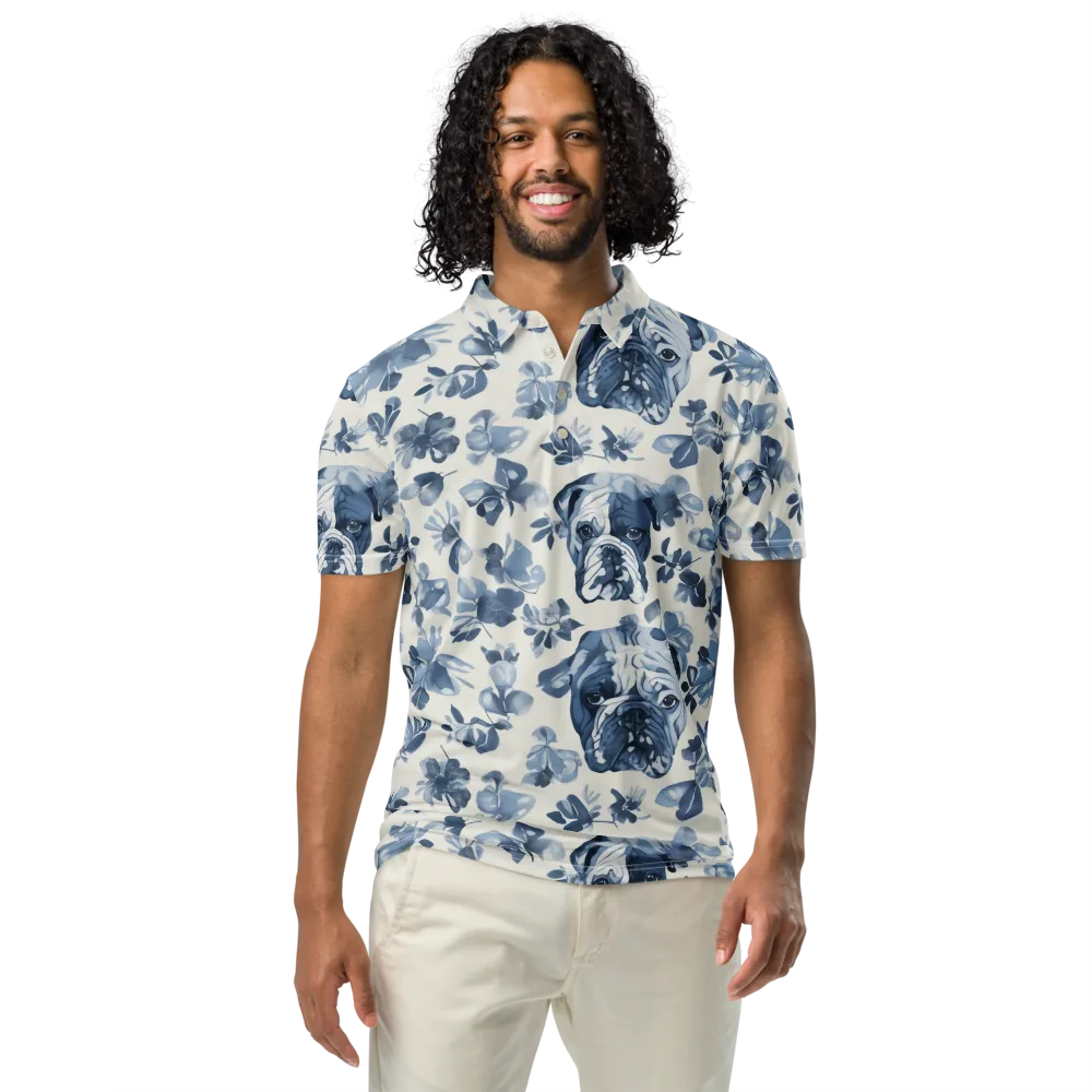 Blue Ribbon Bulldogs on Men's Slim Fit Polo Shirt — Front