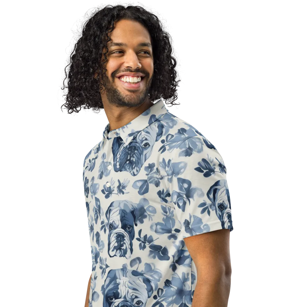 Blue Ribbon Bulldogs on Men's Slim Fit Polo Shirt — Left Front
