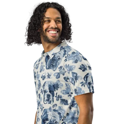Blue Ribbon Bulldogs on a Men's Slim Fit Polo Shirt