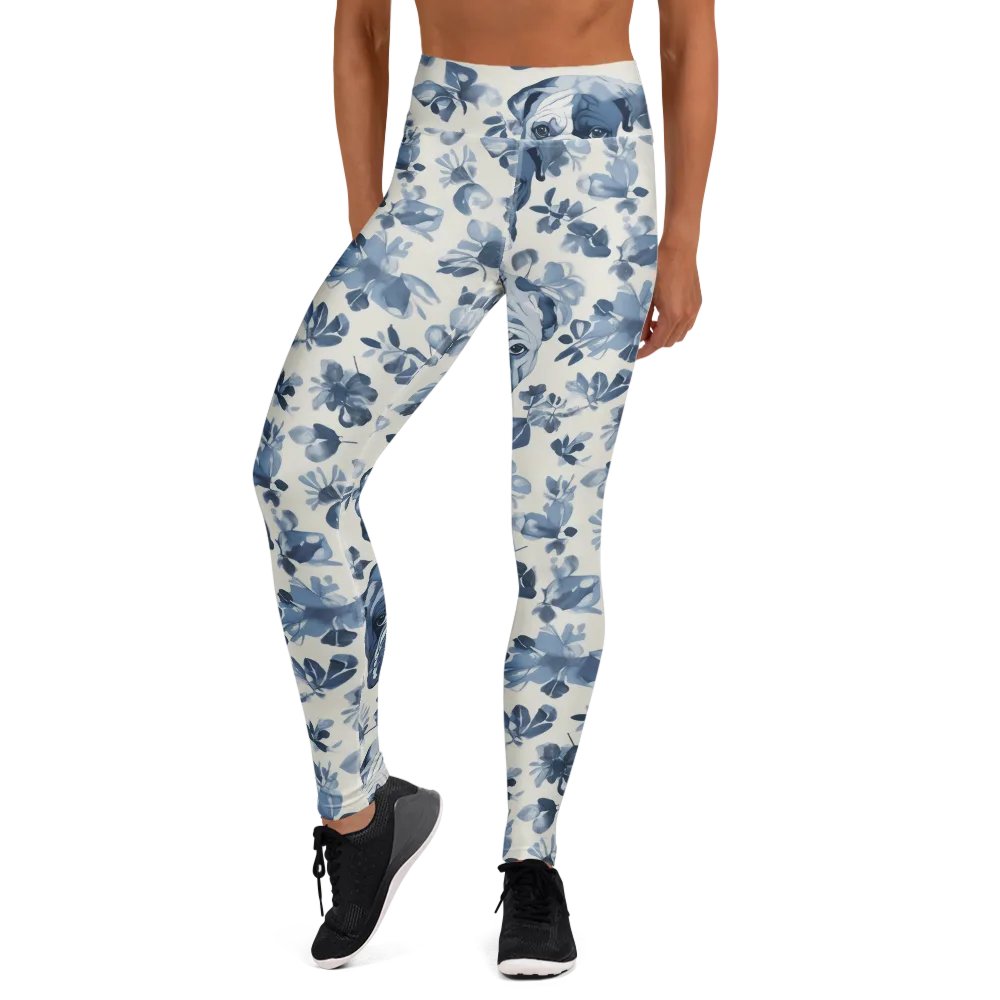 Blue Ribbon Bulldogs on Yoga Leggings — Front