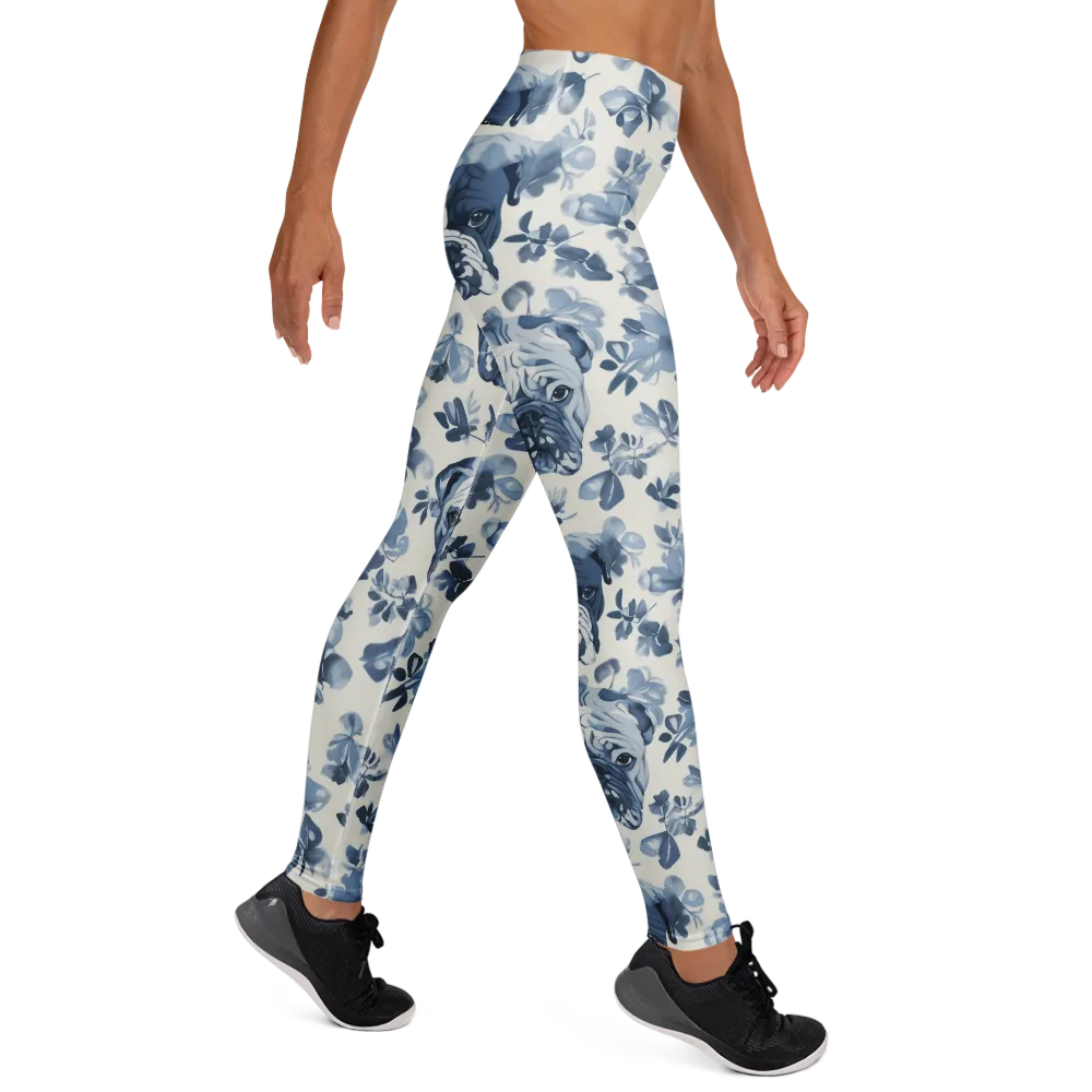 Blue Ribbon Bulldogs on Yoga Leggings — Right