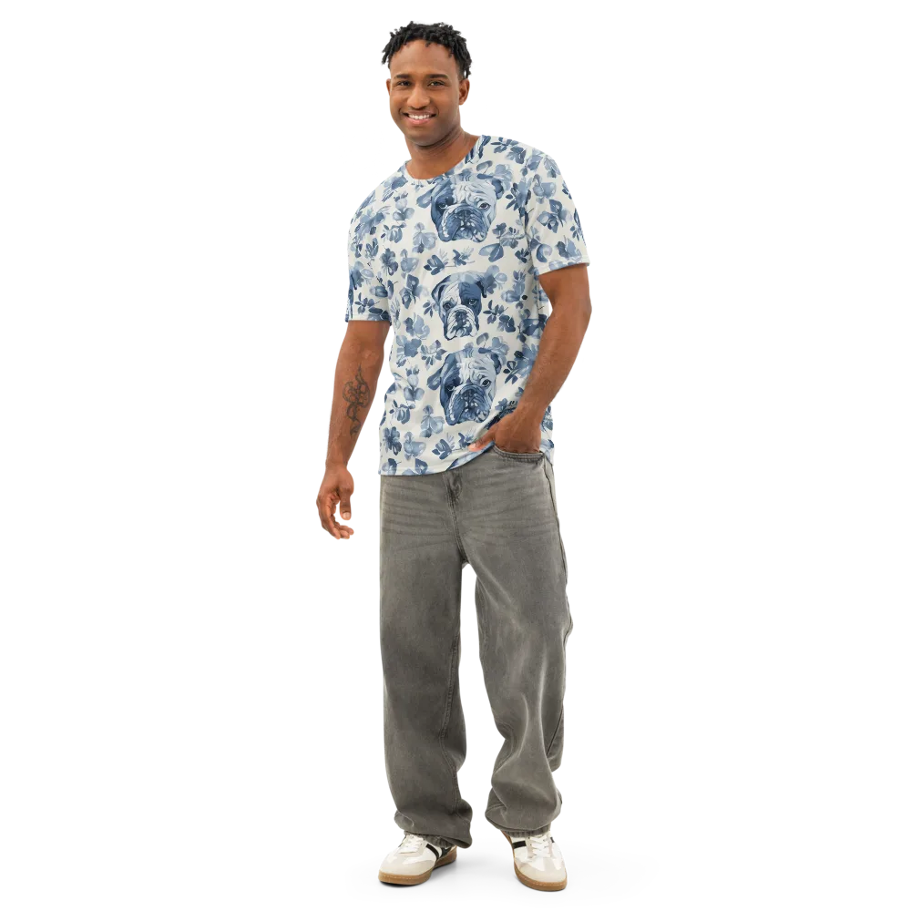 Blue Ribbon Bulldogs on Men's Cotton Crew Neck T-Shirt — Front