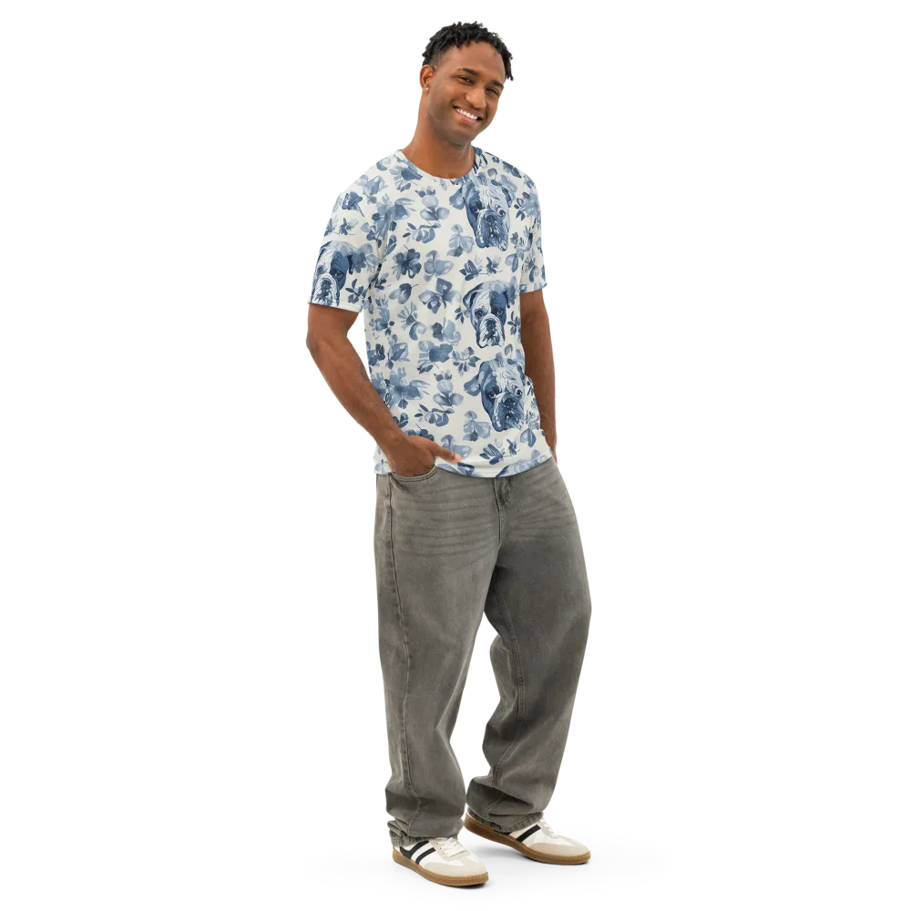 Blue Ribbon Bulldogs on Men's Cotton Crew Neck T-Shirt — Right Front