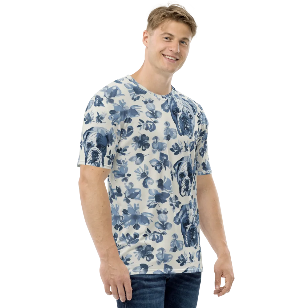 Blue Ribbon Bulldogs on Men's Crew Neck T-Shirt — Right