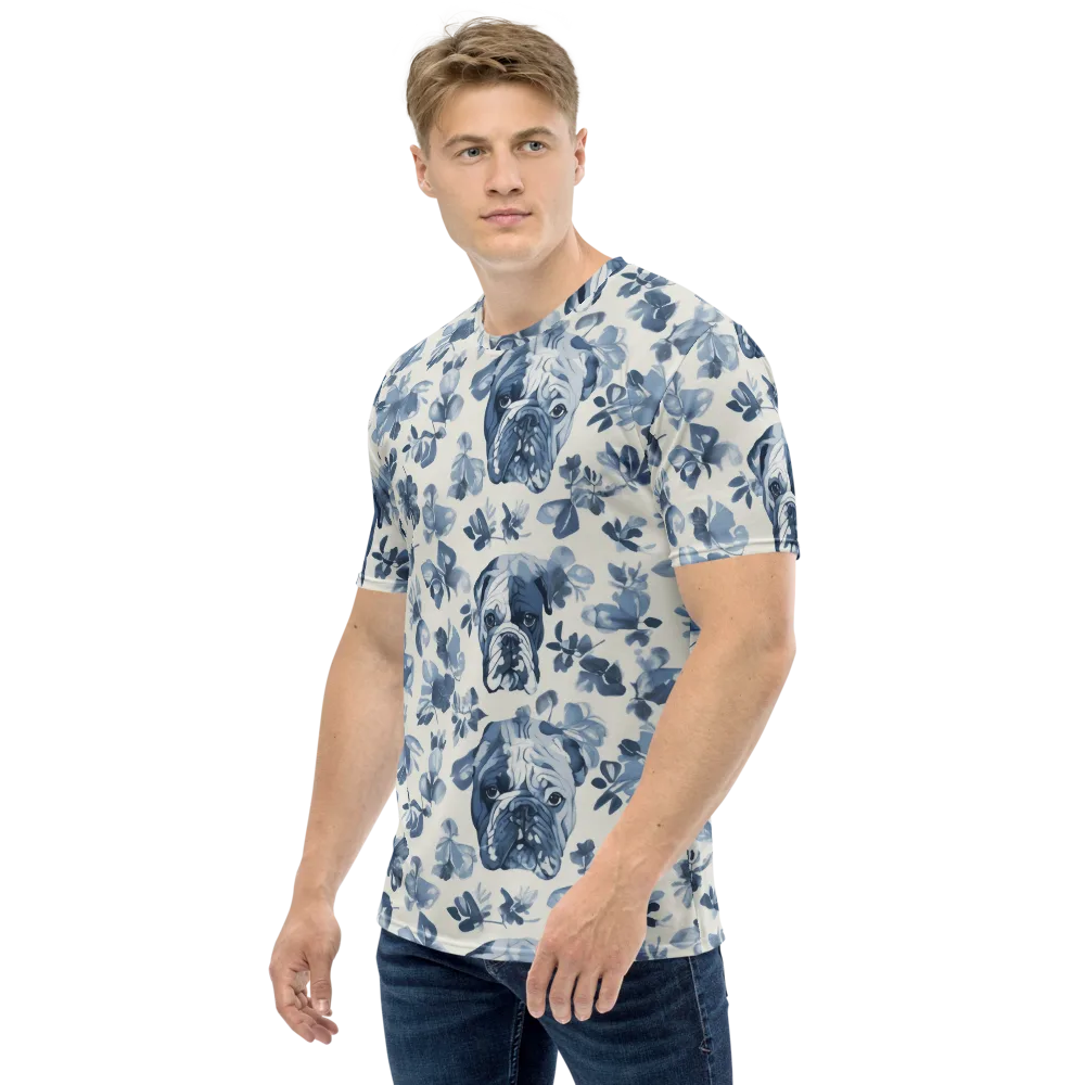 Blue Ribbon Bulldogs on Men's Crew Neck T-Shirt — Left