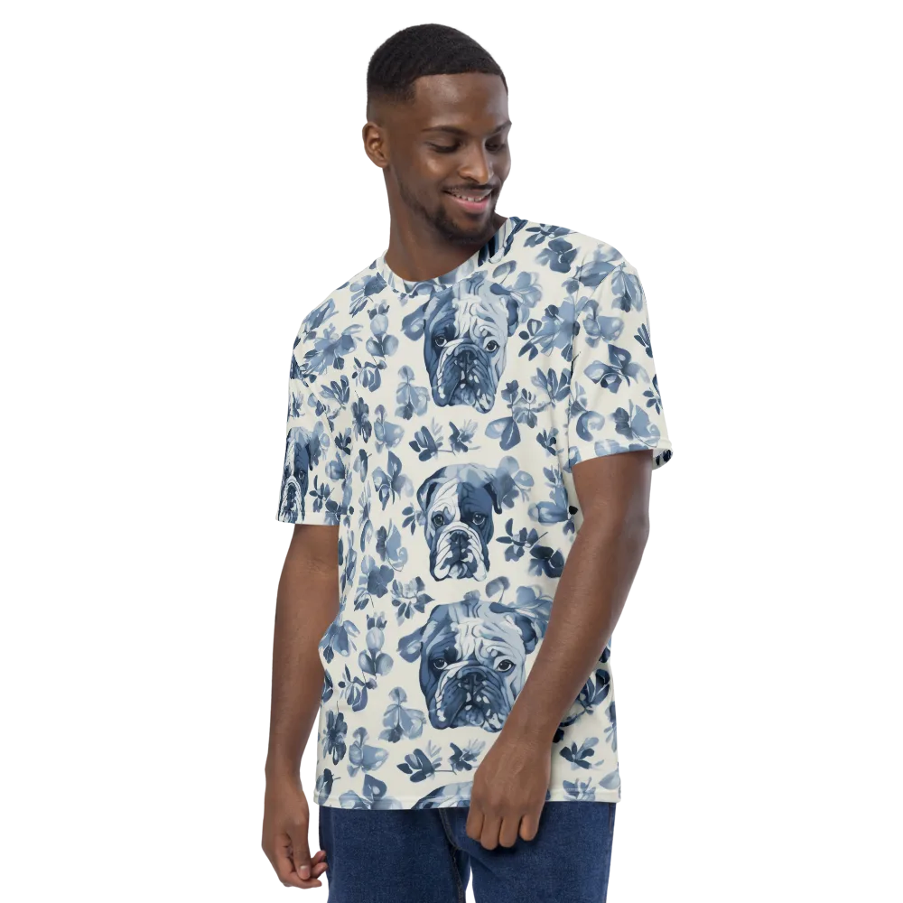 Blue Ribbon Bulldogs on Men's Crew Neck T-Shirt — Left