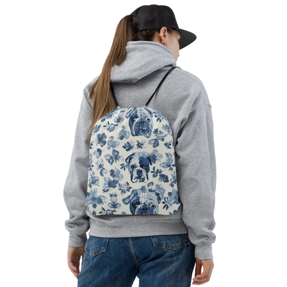 Blue Ribbon Bulldogs on Drawstring Bag — Front