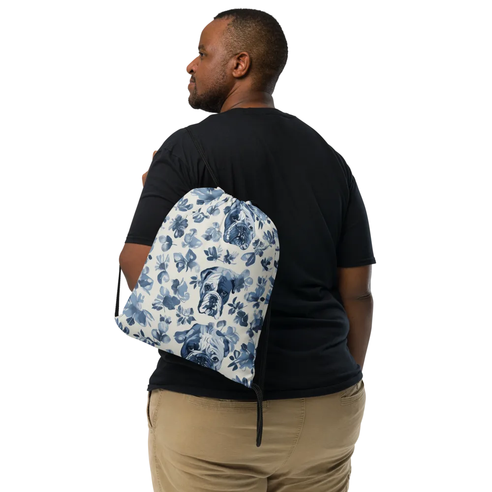 Blue Ribbon Bulldogs on Drawstring Bag — Front