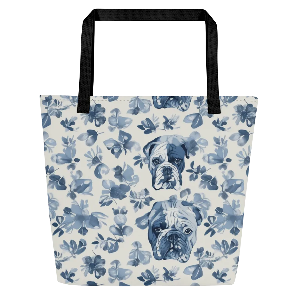 Blue Ribbon Bulldogs on Large Tote Bag W/ Pocket — Front