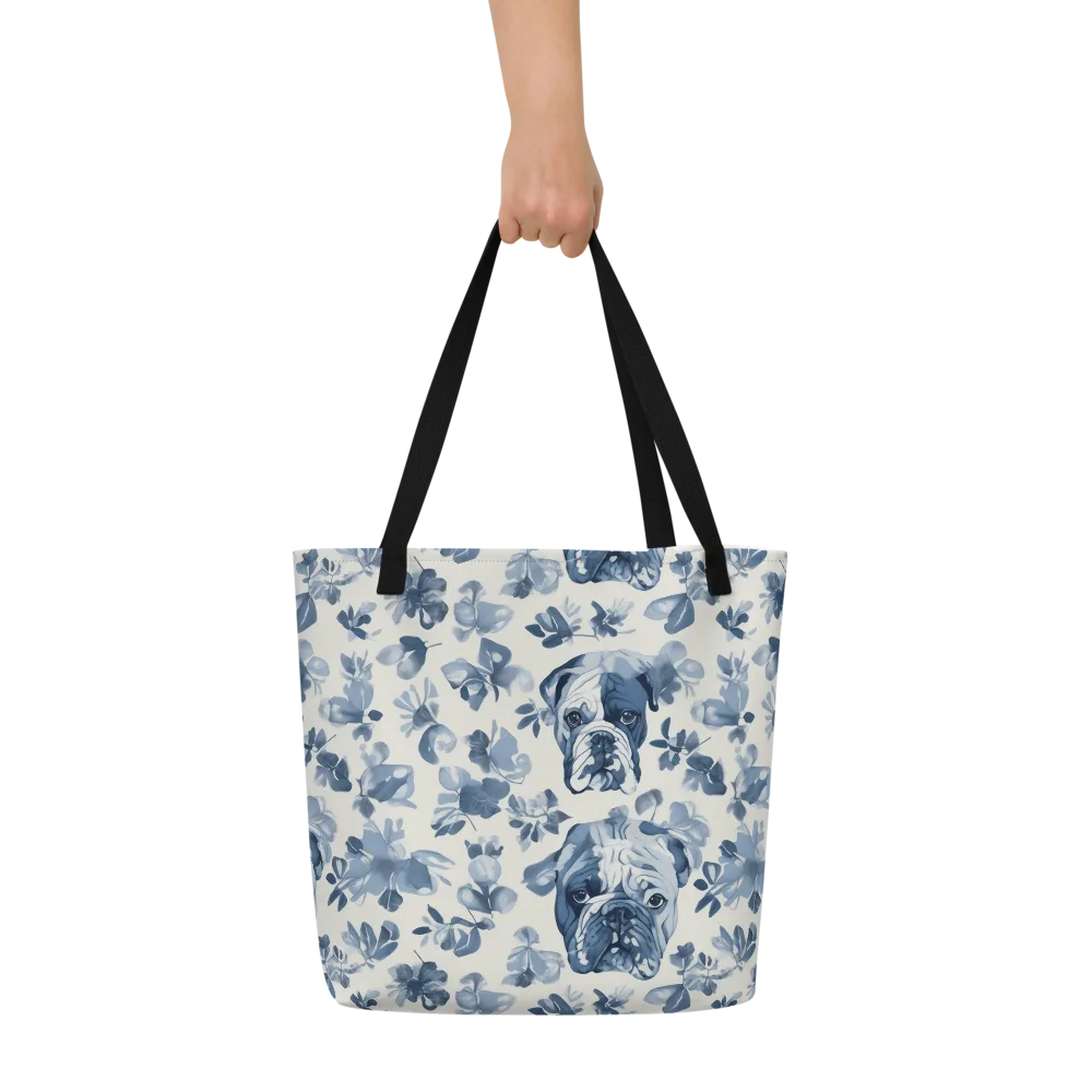 Blue Ribbon Bulldogs on Large Tote Bag W/ Pocket — Front