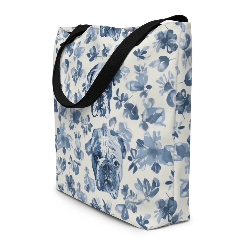 Blue Ribbon Bulldogs on Large Tote Bag W/ Pocket — Front