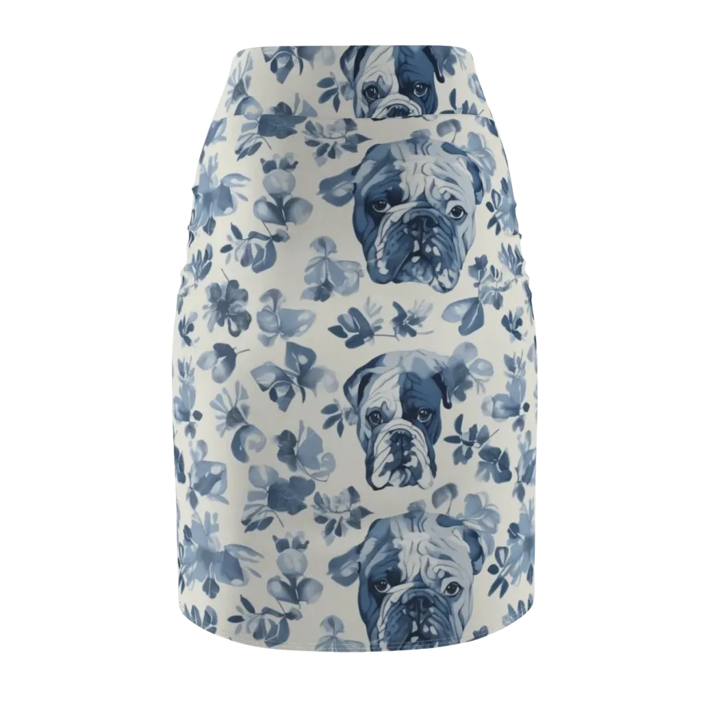Blue Ribbon Bulldogs on Pencil Skirt — Back