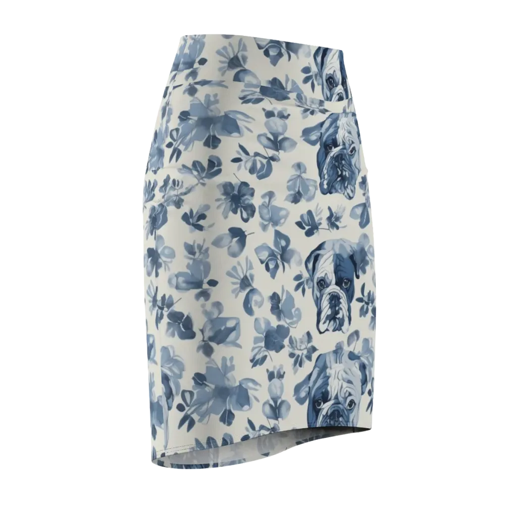 Blue Ribbon Bulldogs on Pencil Skirt — Front Side