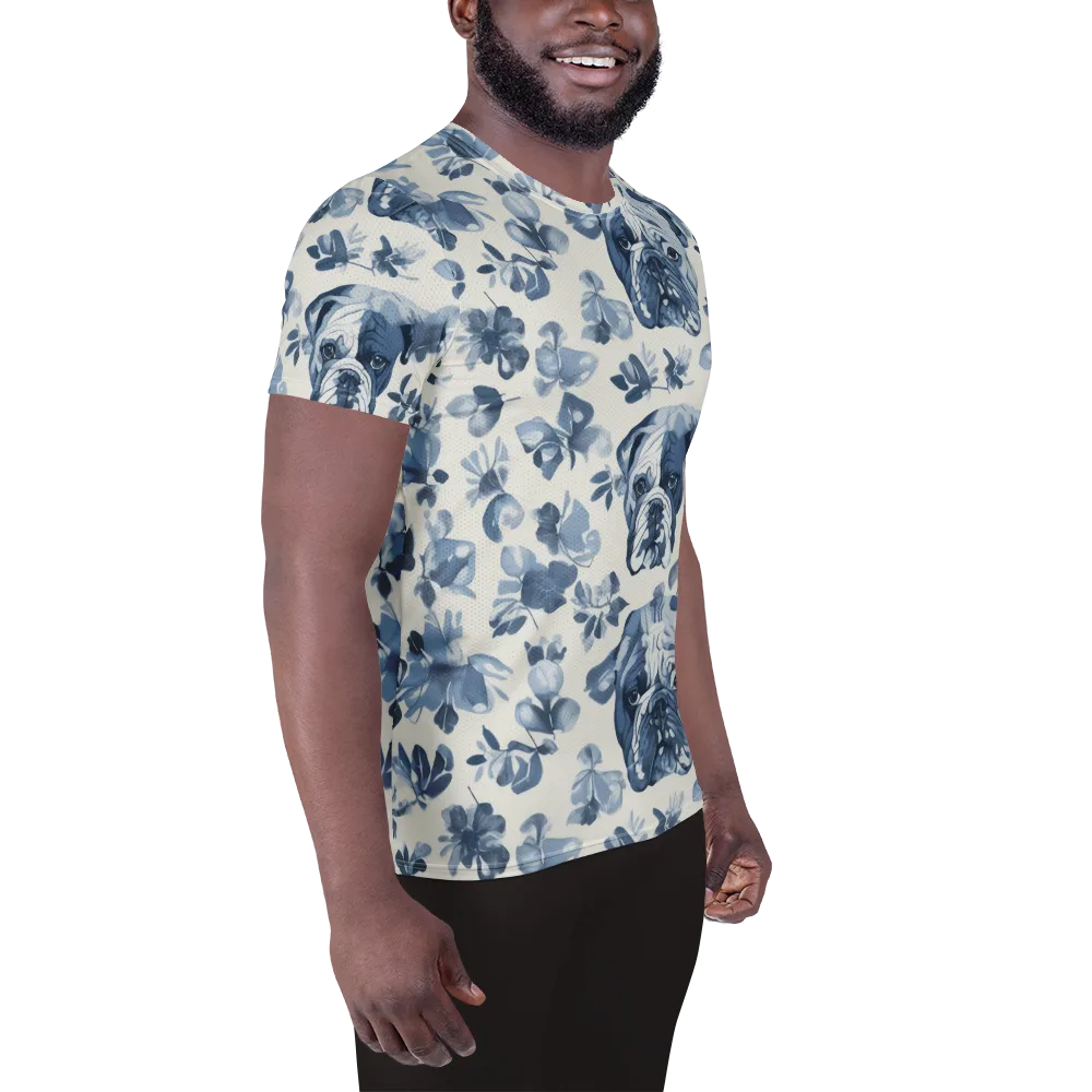 Blue Ribbon Bulldogs on Men's Athletic T-Shirt — Right