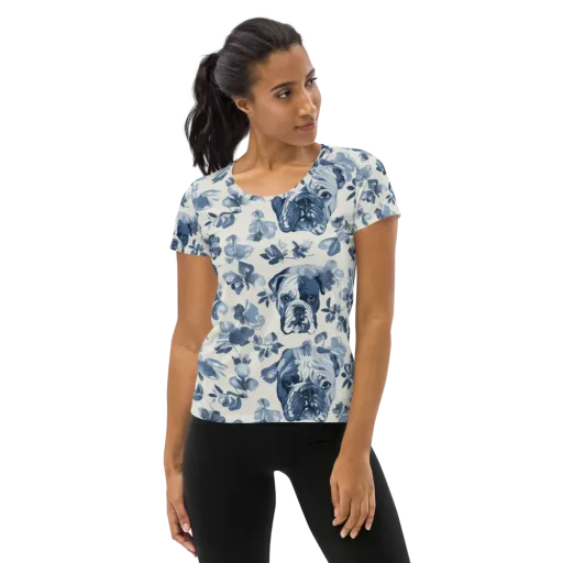 Blue Ribbon Bulldogs on a Women's Athletic T-Shirt