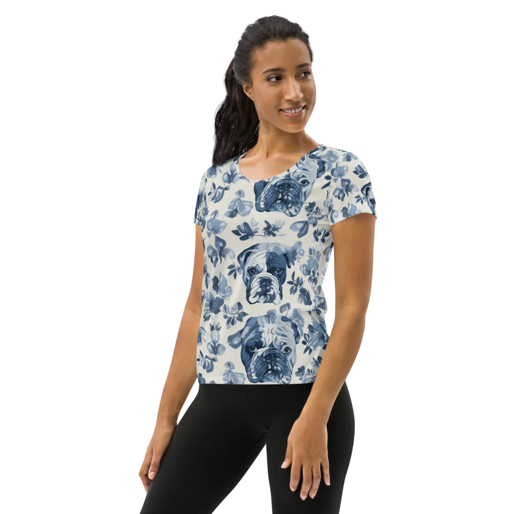 Blue Ribbon Bulldogs on Women's Athletic T-Shirt — Left