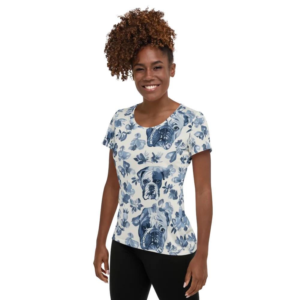 Blue Ribbon Bulldogs on Women's Athletic T-Shirt — Left