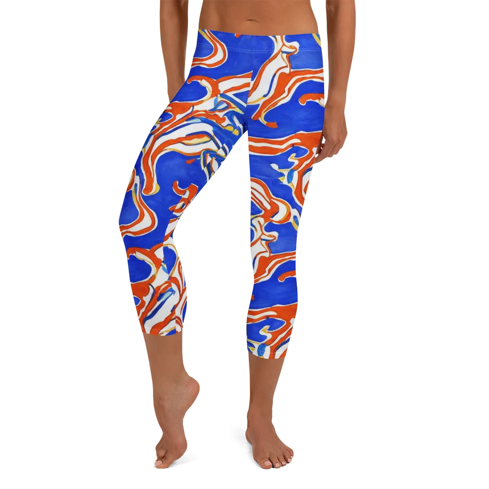 Firewater Ribbons on Capri Leggings — Front