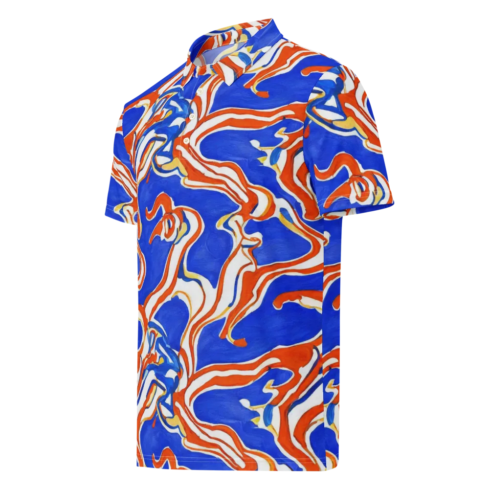Firewater Ribbons on Men's Slim Fit Polo Shirt — Left Front
