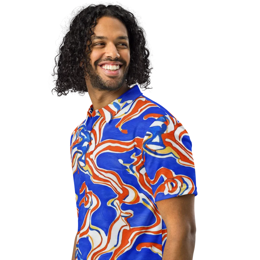 Firewater Ribbons on Men's Slim Fit Polo Shirt — Left Front