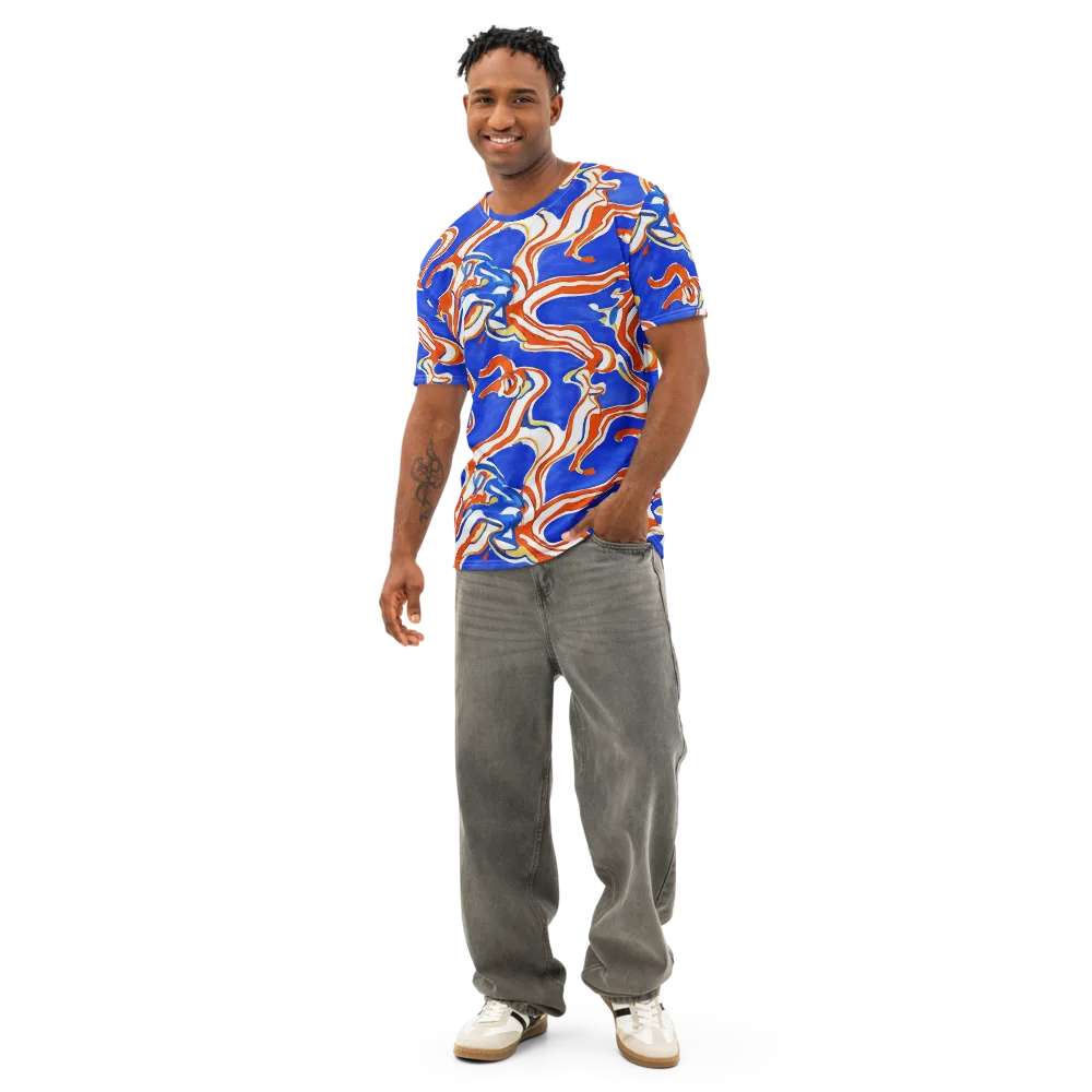 Firewater Ribbons on Men's Cotton Crew Neck T-Shirt — Front