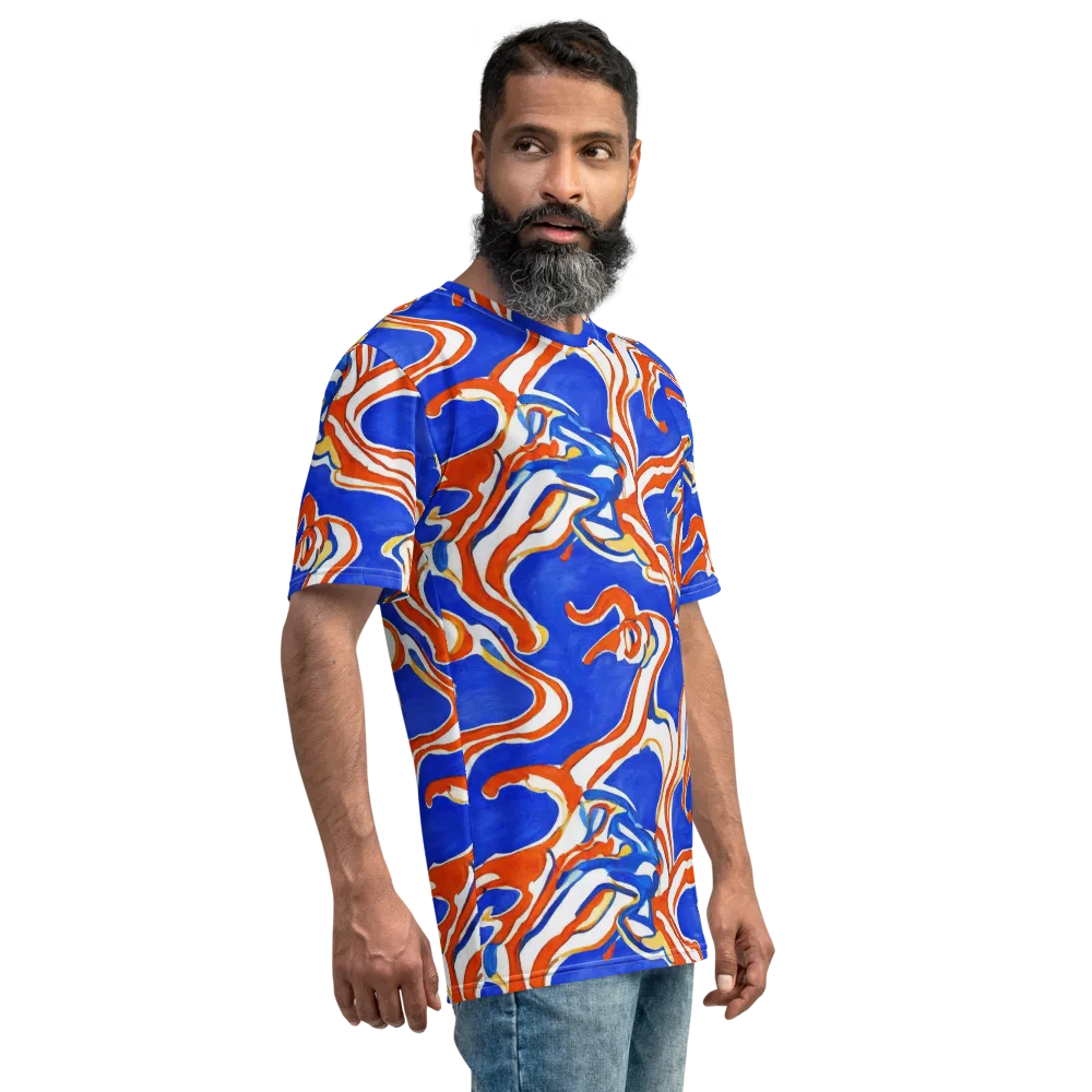 Firewater Ribbons on Men's Crew Neck T-Shirt — Right