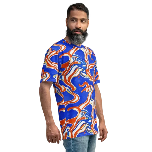 Firewater Ribbons on a Men's Crew Neck T-Shirt