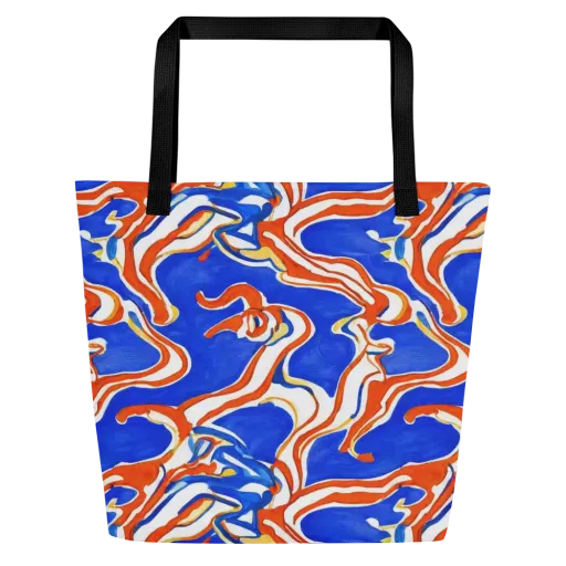 Firewater Ribbons on a Large Tote Bag W/ Pocket