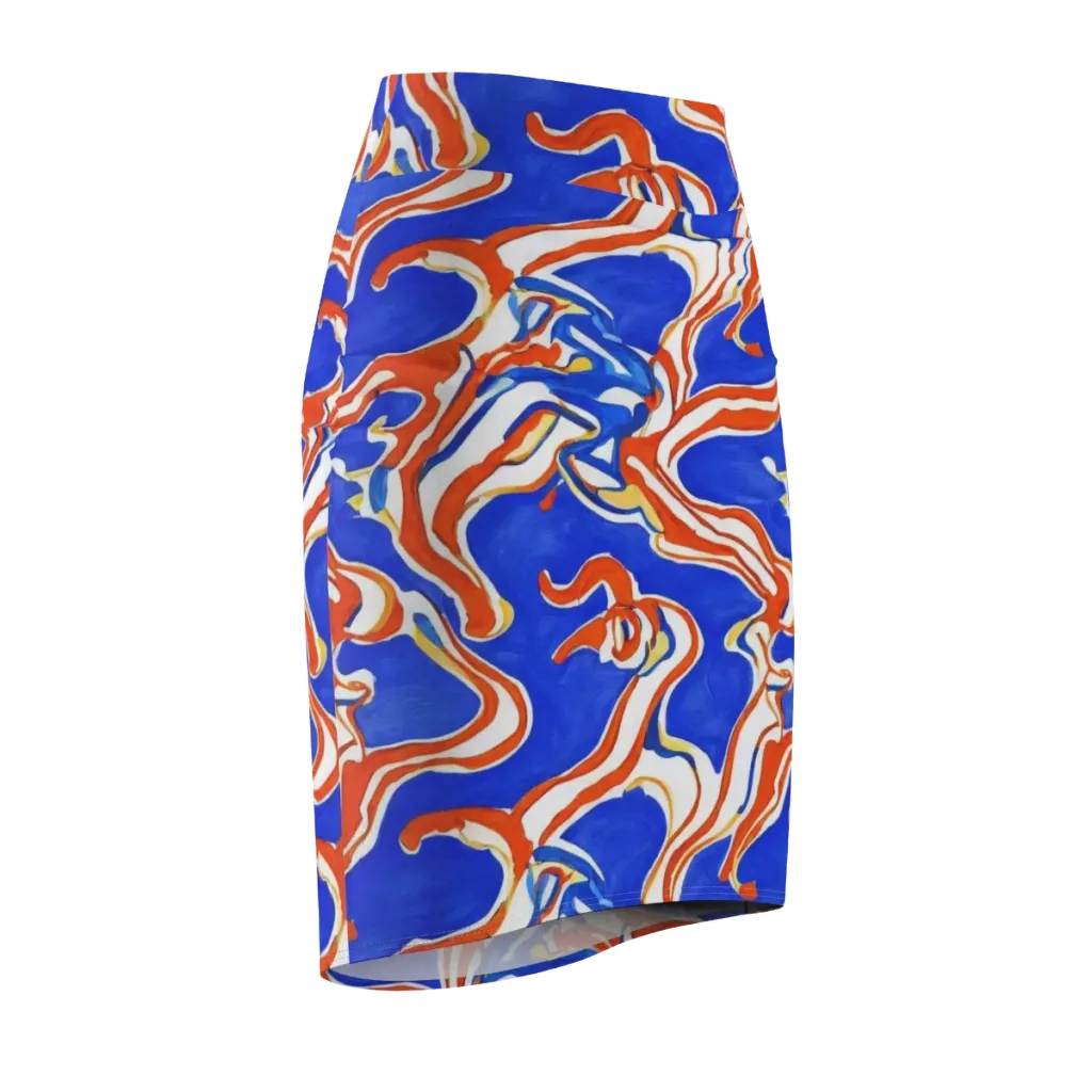 Firewater Ribbons on Pencil Skirt — Front Side