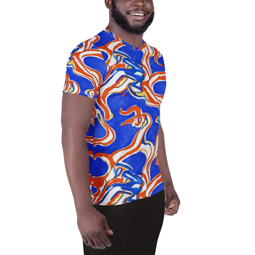 Firewater Ribbons on Men's Athletic T-Shirt — Right