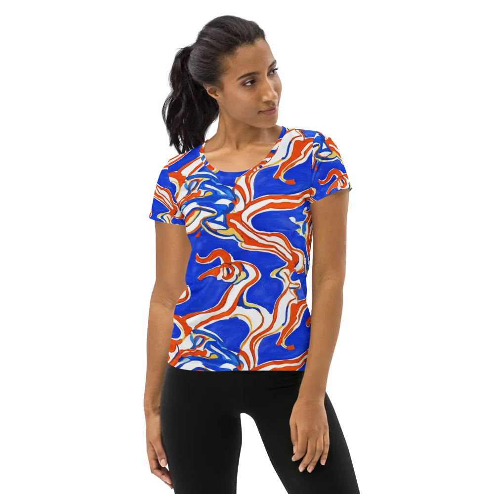 Firewater Ribbons on Women's Athletic T-Shirt — Front