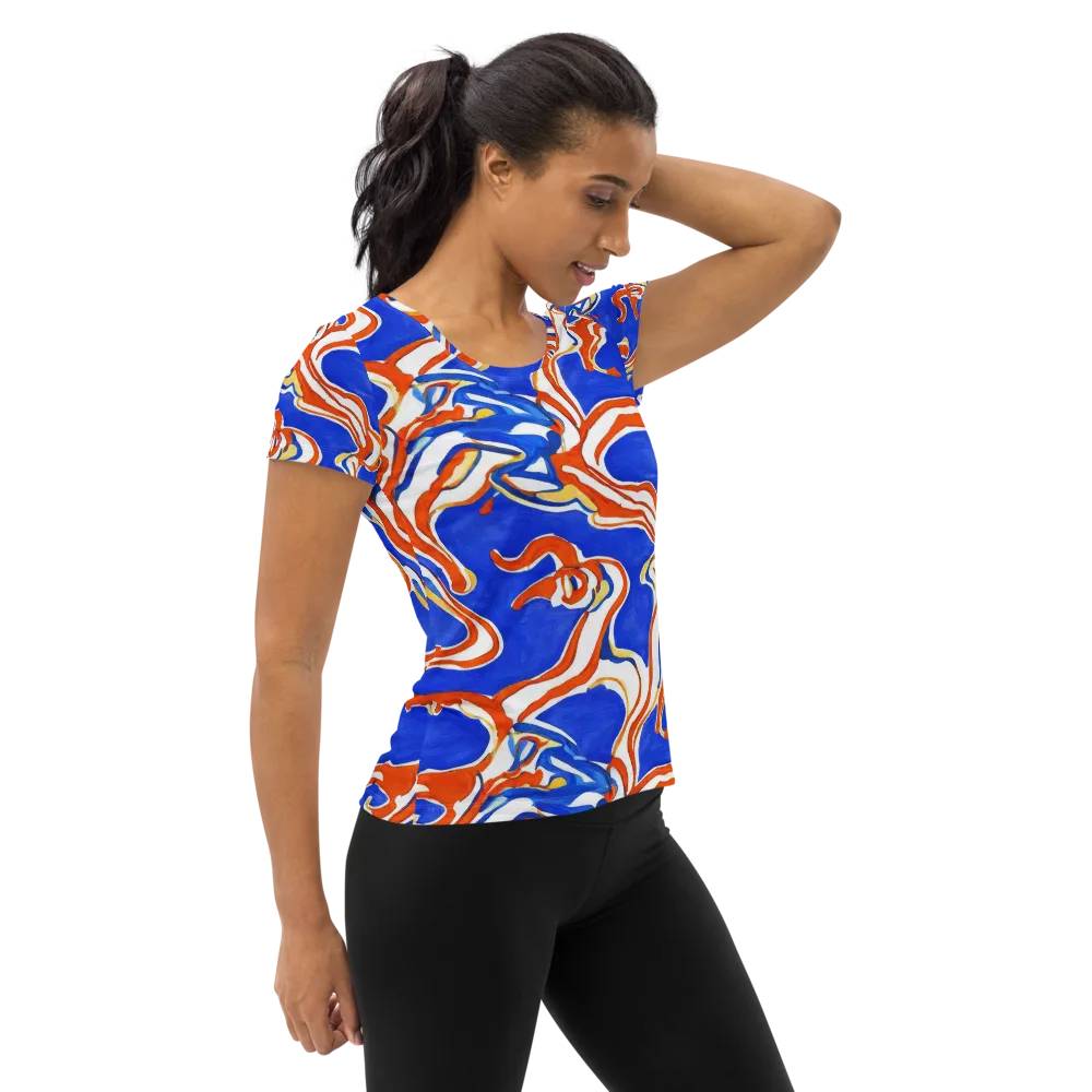 Firewater Ribbons on Women's Athletic T-Shirt — Right