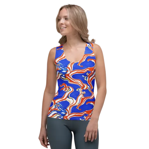 Firewater Ribbons on a Women's Tank Top
